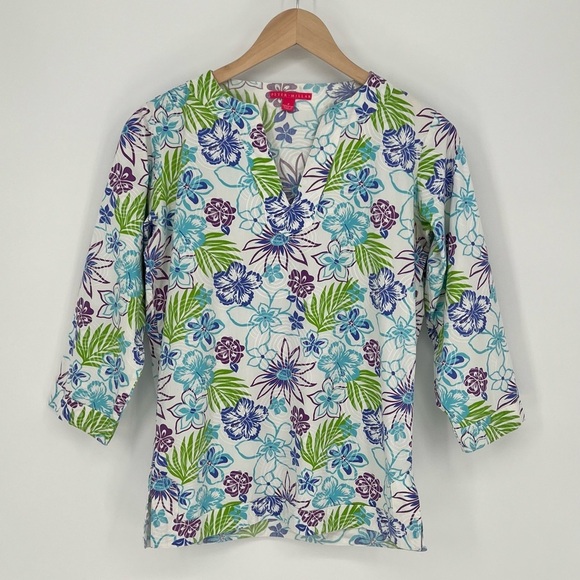 Peter Millar Blue and Green Floral Tunic - Picture 1 of 6